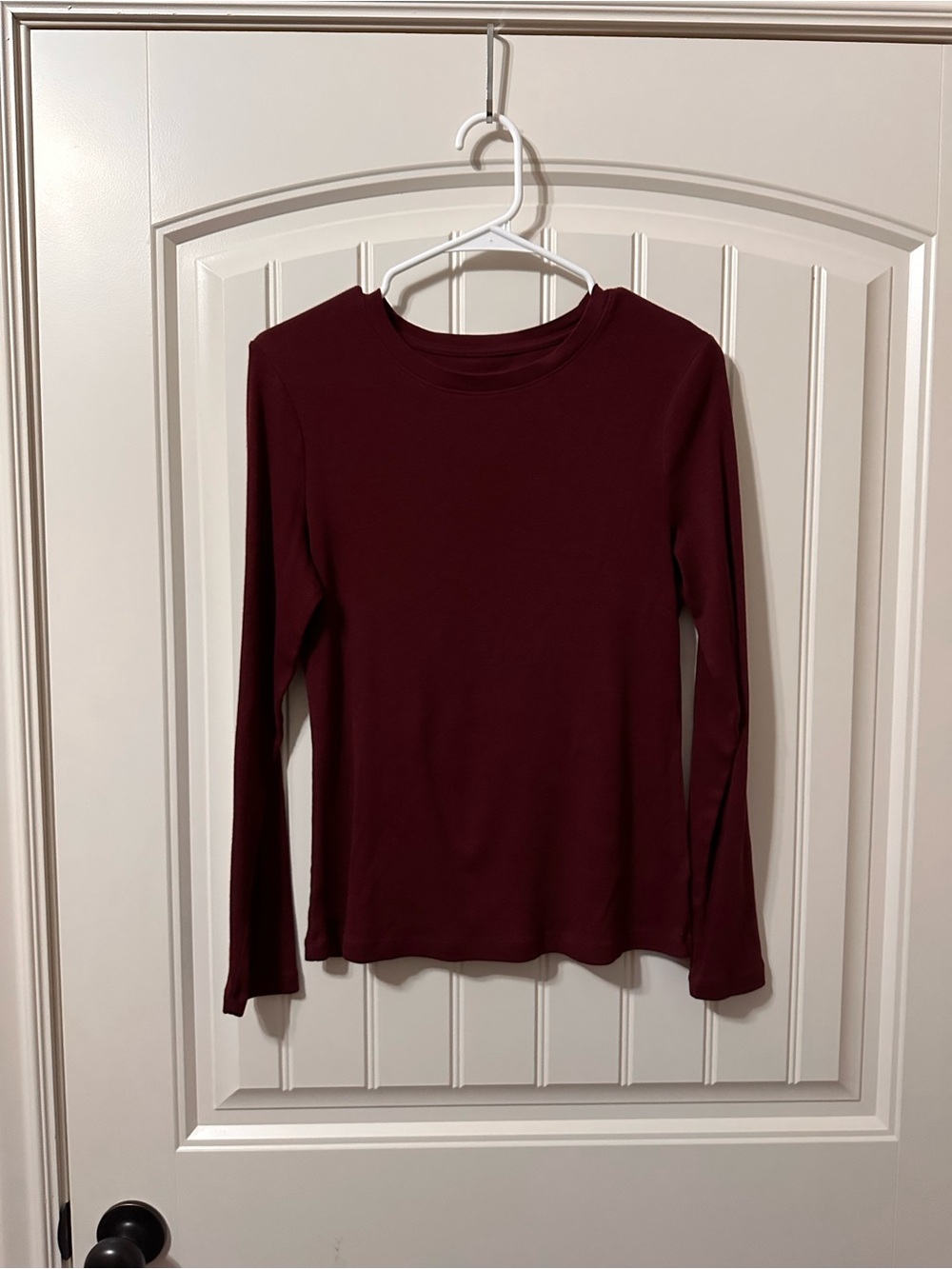 A New Day Women's Long-Sleeve Crewneck Top in Burgundy